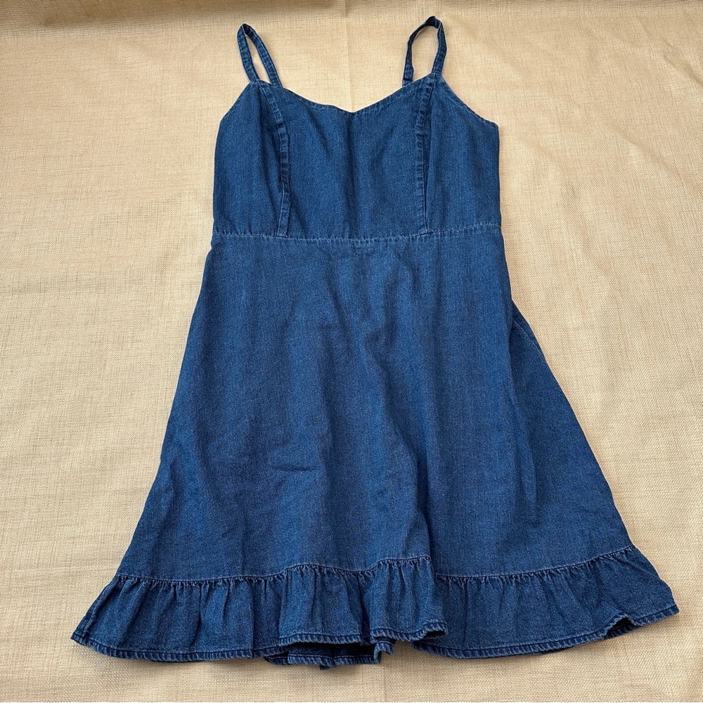 Old Navy Denim Spaghetti Strap Ruffle Hem Short Cotton Dress